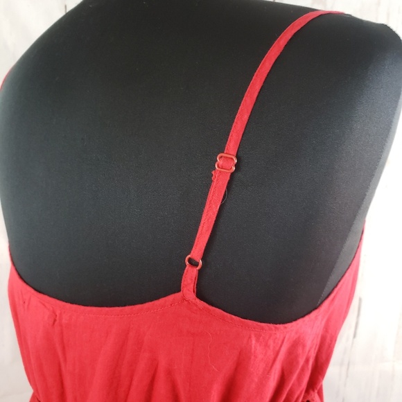 Lucky Brand Floral Embroidered Cami Sz M GUC Red - Picture 5 of 7